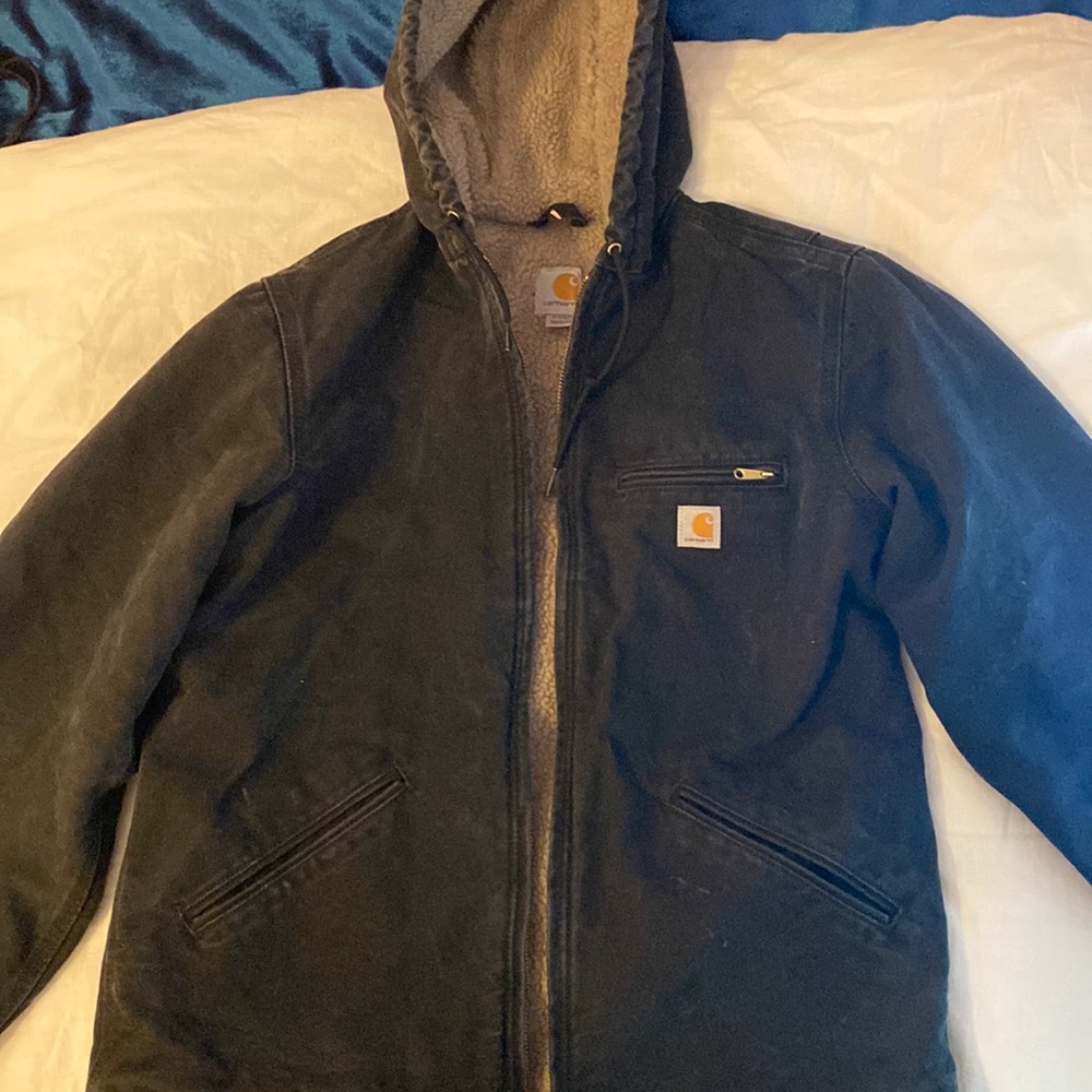 Carhartt Blck Fleece Lined Heavy Duty Coat Size Small